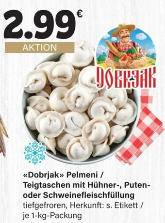 LEDO Dobrjak Pelmeni / Teigtaschen mit Hühner-, Puten-oder Schweinefleischfüllung 1kg Angebot