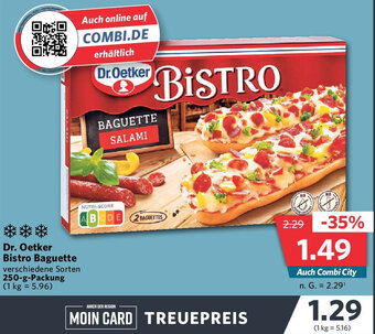 Combi Dr. Oetker Bistro Baguette 250 g Packung Angebot