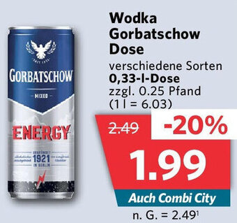 Combi Wodka Gorbatschow Dose 0,33 L Dose Angebot