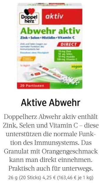 dm drogerie Doppelherz Abwehr aktiv 26 g Angebot