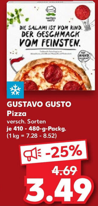 Kaufland GUSTAVO GUSTO Pizza 410-480 g Packg. Angebot