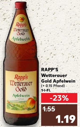 Kaufland RAPP'S Wetterauer Gold Apfelwein 1 L-Fl. Angebot