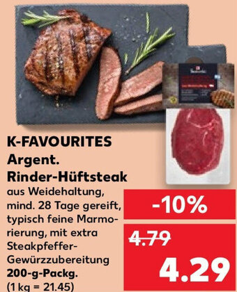 Kaufland K-FAVOURITES Argent. Rinder-Hüftsteak 200 g Packg. Angebot