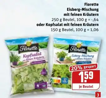 REWE Kaufpark Florette Eisberg Mischung mit feinen Kräutern 150g Angebot