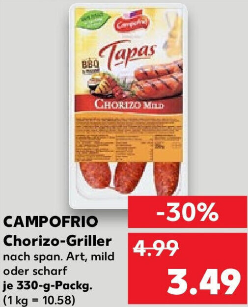 CAMPOFRIO ChorizoGriller 330 g Packg. Angebot bei Kaufland