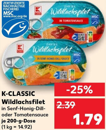 Kaufland K-CLASSIC Wildlachsfilet 200 g Dose Angebot