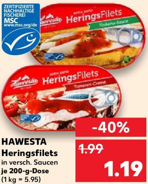 HAWESTA Heringsfilets 200 g Dose Angebot bei Kaufland