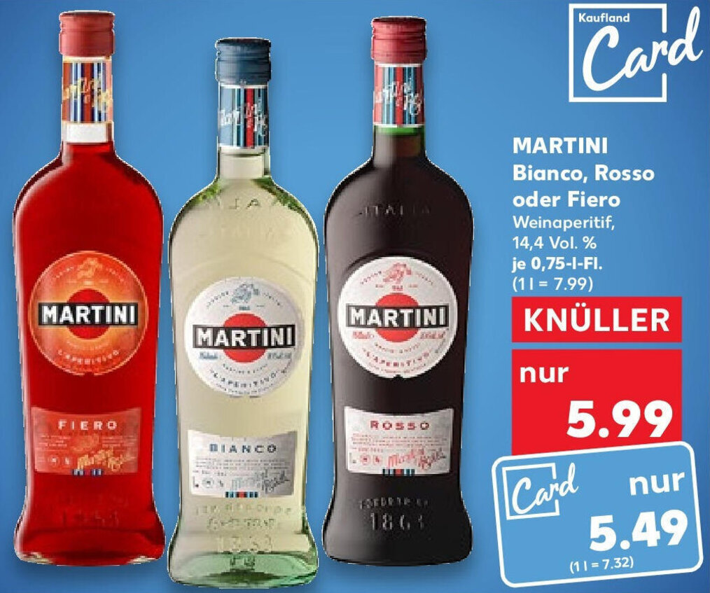 MARTINI Bianco, Rosso oder Fiero 0,75 LFl. Angebot bei Kaufland