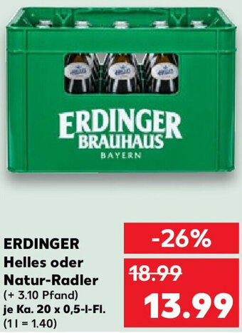 Kaufland ERDINGER Helles oder Natur-Radler Ka. 20x0,5 L-Fl. Angebot