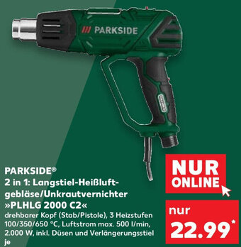 Kaufland Parkside 2 in 1: Langstiel-Heißluftgebläse/Unkrautvernichter PLHLG 2000 C2 Angebot