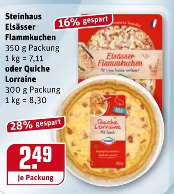 REWE Kaufpark Steinhaus Elsässer Flammkuchen 350g oder Quiche Lorraine 300g Angebot