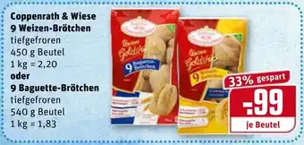 REWE Kaufpark Coppenrath & Wiese 9 Weizen Brötchen 450g oder 9 Baguette Brötchen 540g Beutel Angebot