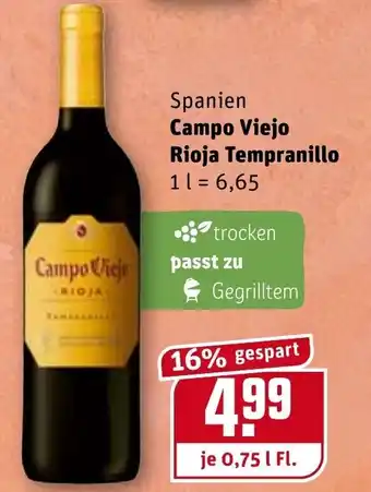 REWE Kaufpark Campo Viejo Rioja Tempranillo 0,75L Angebot