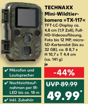 Kaufland TECHNAXX Mini-Wildtierkamera TX-117 Angebot