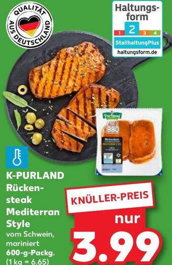 Kaufland K-PURLAND Rückensteak Mediterran Style 600 g Packg. Angebot