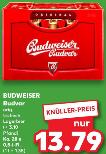 Kaufland BUDWEISER Budvar Ka. 20x0,5 L-Fl. Angebot