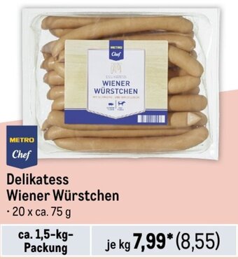 METRO METRO Chef Delikatess Wiener Würstchen ca. 1,5-kg-Packung Angebot