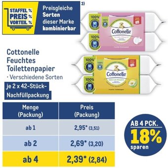 METRO Cottonelle Feuchtes Toilettenpapier 2 x 42-Stück Angebot