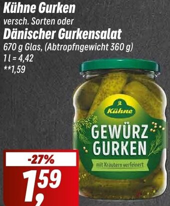 Simmel Kühne Gurken oder Dänischer Gurkensalat 670 g Glas Angebot