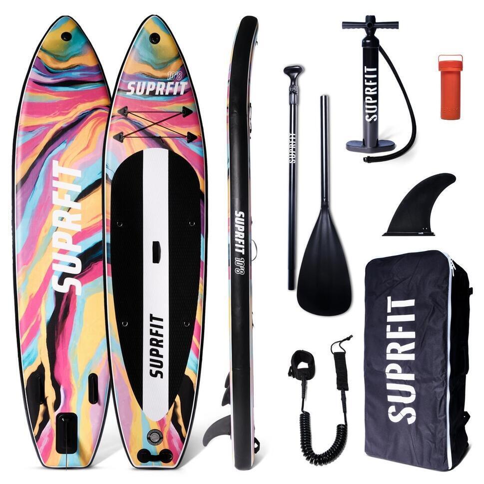 Sup board set aufblasbar touring stand up paddle 10'8 aquarell