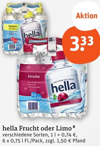 tegut hella Frucht oder Limo 6x0,75 L Angebot