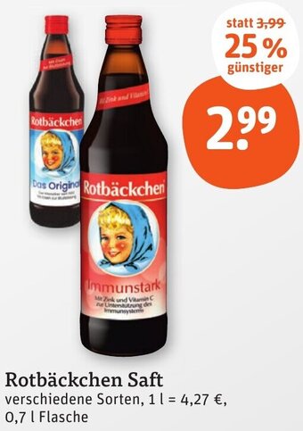 tegut Rotbäckchen Saft 0,7 L Flasche Angebot