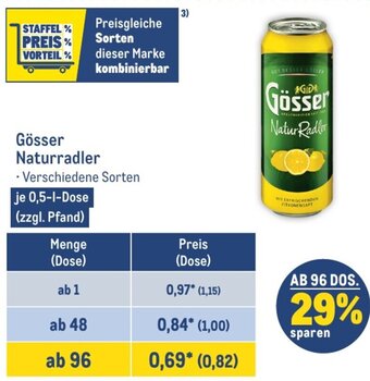 METRO Gösser Naturradler 0,5 L Dose Angebot