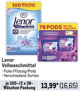 METRO Lenor Vollwaschmittel 100/2x38 Wäschen Packung Angebot