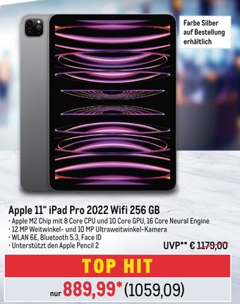 METRO Apple 11" iPad Pro 2022 Wifi 256 GB Angebot