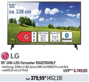 METRO LG 55" UHD-LED-Fernseher 55UQ75009LF Angebot