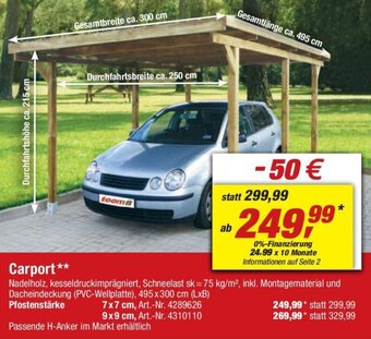 toom Baumarkt Carport Pfostenstärke 7 x 7 cm Angebot