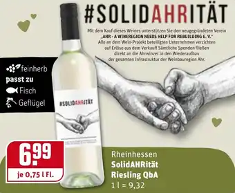 REWE Kaufpark SolidAHRität Riesling QbA 0,75L Angebot