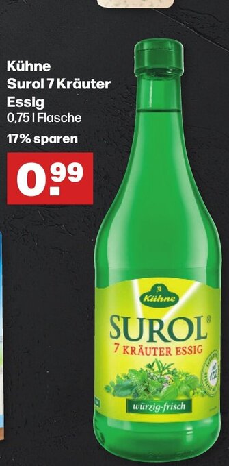 Handelshof Kühne Surol 7 Kräuter Essig 0,75 l Flasche Angebot