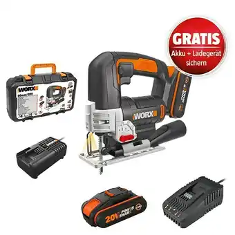 Bauhaus Worx powershare 20v maschinenpaket (akku-stichsäge wx543 + 2ah akku gratis + ladegerät gratis) Angebot