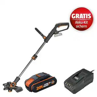 Bauhaus Worx powershare 20v maschinenpaket (akku-rasentrimmer wg163e.9 + 2ah akku gratis + ladegerät gratis) Angebot