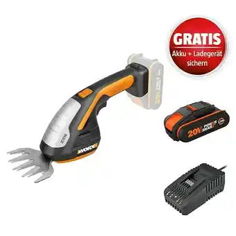 Bauhaus Worx powershare 20v maschinenpaket (akku-gras- & strauchschere wg801e.9 + 2ah akku gratis + ladegerät gratis) Angebot