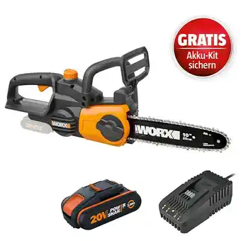 Bauhaus Worx powershare 20v maschinenpaket (akku-kettensäge wg322e.9 + 2ah akku gratis + ladegerät gratis) Angebot