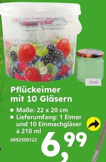 Globus Baumarkt Pflückeimer mit 10 Gläsern Angebot