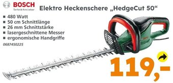 Globus Baumarkt BOSCH Elektro Heckenschere HedgeCut 50 Angebot