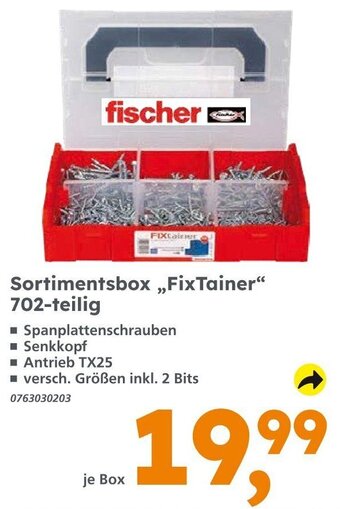 Globus Baumarkt Fischer Sortimentsbox FixTainer 702-teilig Angebot