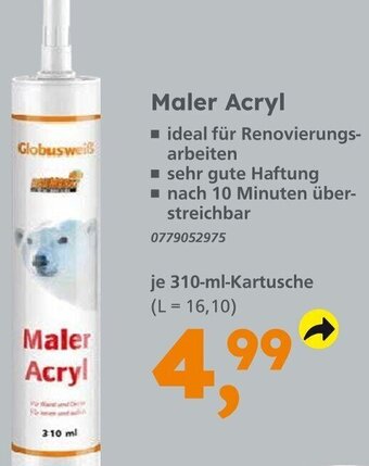 Globus Baumarkt Maler Acryl 310-ml Kartusche Angebot