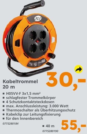 Globus Baumarkt Kabeltrommel 20 m Angebot