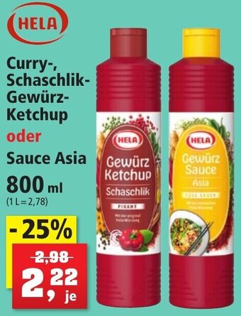 Thomas Philipps HELA Curry, Schaschlik Gewürz Ketchup oder Sauce Asia 800 ml Angebot