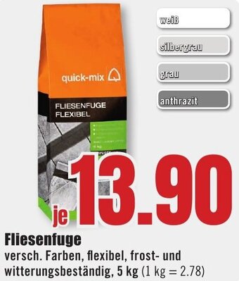 B1 Discount Baumarkt quick-mix Fliesenfuge 5 kg Angebot