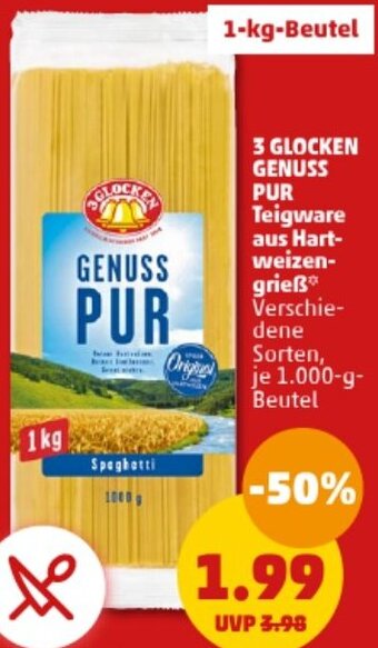 PENNY 3 GLOCKEN GENUSS PUR Teigware 1000 g Beutel Angebot