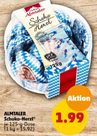 PENNY ALMTALER Schoko-Herzl 125 g Dose Angebot