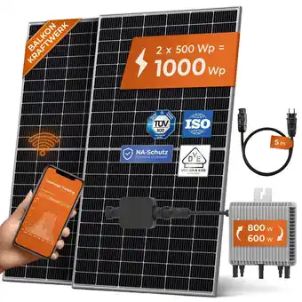 Netto Marken-Discount Solarway balkonkraftwerk 1000w komplett set, 600/800w ausgang einstellbar, 2x500w jasolar-module, deye + app/wifi Angebot