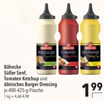 CITTI Markt Bähncke Süßer Senf, Tomaten Ketchup und dänisches Burger Dressing je 400-425-g-Flasche Angebot