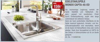 Opti Wohnwelt EDELSTAHLSPÜLE MONDO CAPTA-45-ED Angebot