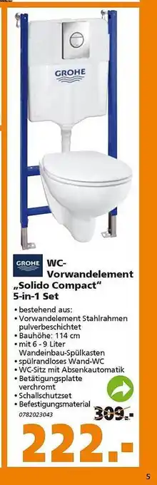 Globus Baumarkt WC Vorwandelement ,,Solido Compact" 5-in-1 Set Angebot